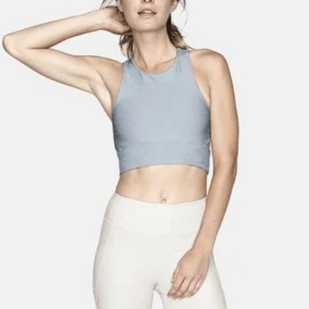 Outdoor Voices Blue Quartz Slashback Crop Activewear Top Size Large - Picture 11 of 11